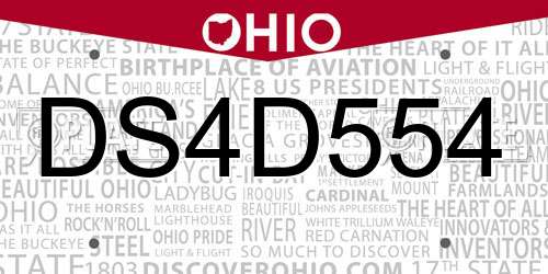 DS4D554 Ohio License Plate