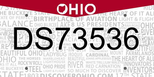 DS73536 Ohio License Plate