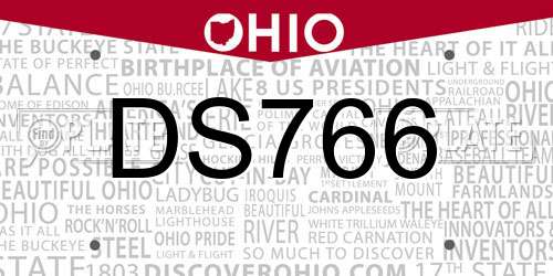 DS766 Ohio License Plate