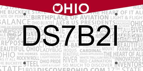 DS7B2I Ohio License Plate