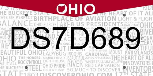 DS7D689 Ohio License Plate