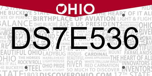 DS7E536 Ohio License Plate