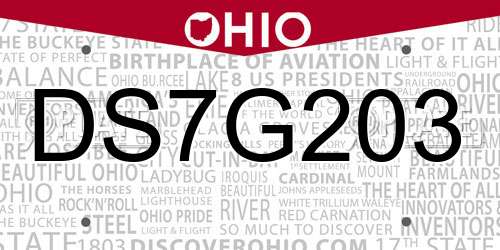 DS7G203 Ohio License Plate