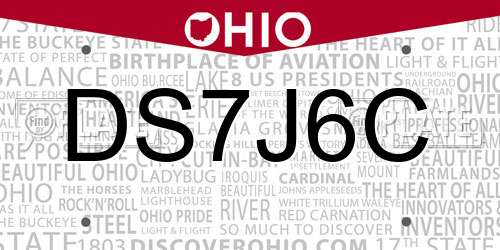 DS7J6C Ohio License Plate