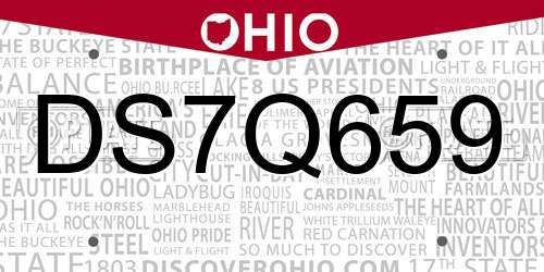 DS7Q659 Ohio License Plate