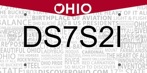 DS7S2I Ohio License Plate