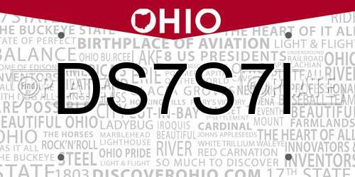 DS7S7I Ohio License Plate