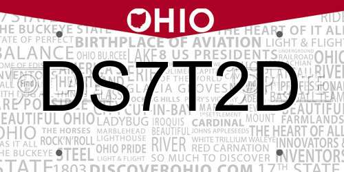 DS7T2D Ohio License Plate