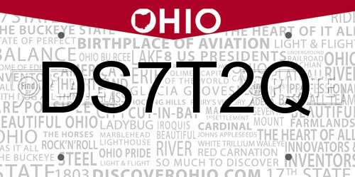 DS7T2Q Ohio License Plate