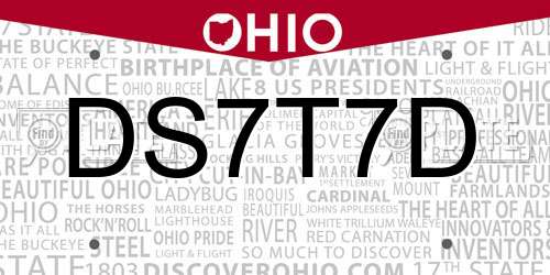 DS7T7D Ohio License Plate