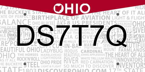 DS7T7Q Ohio License Plate