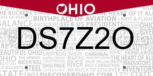 DS7Z2O Ohio License Plate