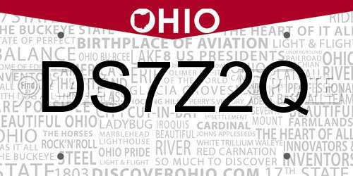 DS7Z2Q Ohio License Plate