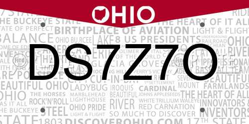 DS7Z7O Ohio License Plate