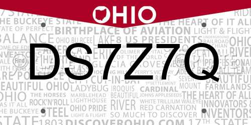 DS7Z7Q Ohio License Plate