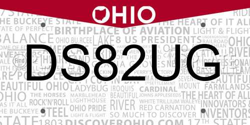 DS82UG Ohio License Plate