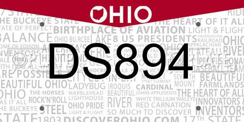 DS894 Ohio License Plate