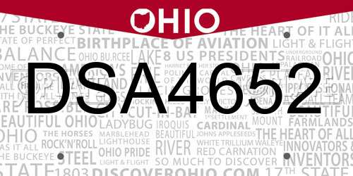 DSA4652 Ohio License Plate