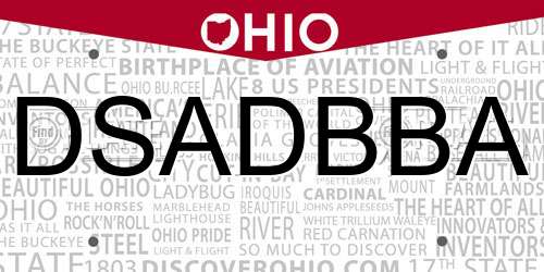DSADBBA Ohio License Plate