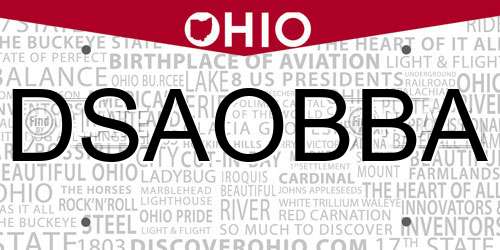 DSAOBBA Ohio License Plate