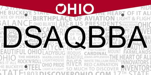 DSAQBBA Ohio License Plate