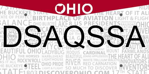 DSAQSSA Ohio License Plate