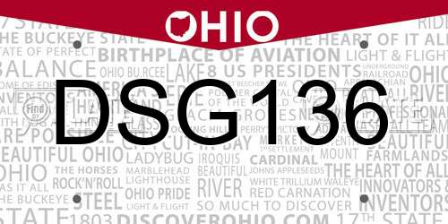 DSG136 Ohio License Plate