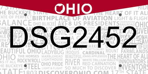 DSG2452 Ohio License Plate