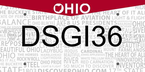DSGI36 Ohio License Plate