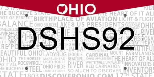 DSHS92 Ohio License Plate
