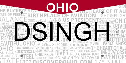 DSINGH Ohio License Plate