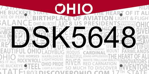 DSK5648 Ohio License Plate