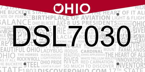 DSL7030 Ohio License Plate