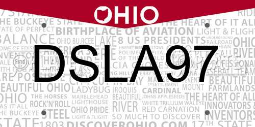 DSLA97 Ohio License Plate