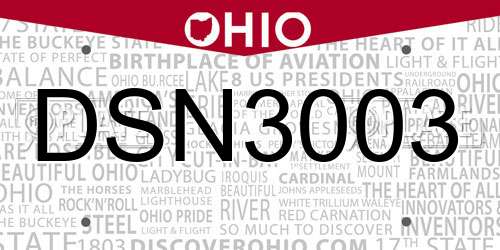 DSN3003 Ohio License Plate