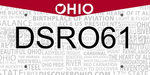 DSRO61 Ohio License Plate