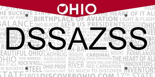 DSSAZSS Ohio License Plate