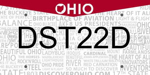 DST22D Ohio License Plate