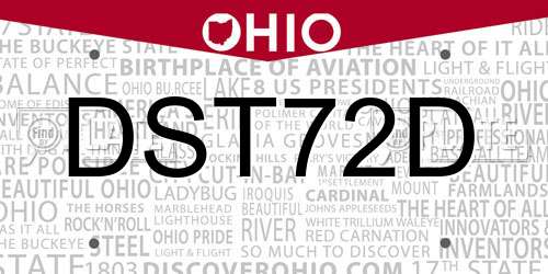 DST72D Ohio License Plate