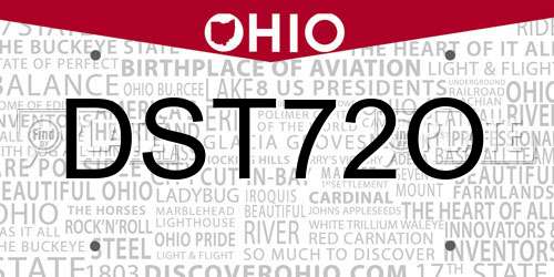 DST72O Ohio License Plate