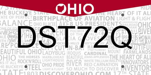 DST72Q Ohio License Plate