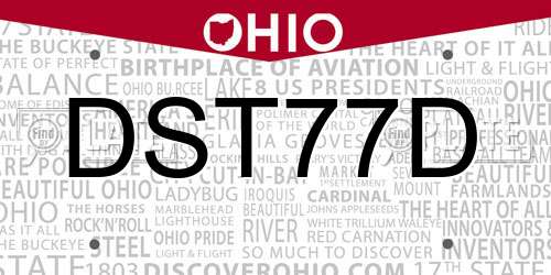 DST77D Ohio License Plate