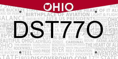 DST77O Ohio License Plate