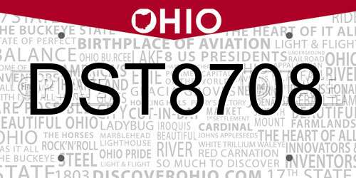 DST8708 Ohio License Plate