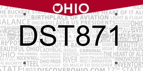 DST871 Ohio License Plate