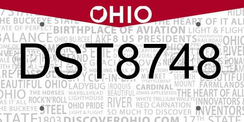 DST8748 Ohio License Plate