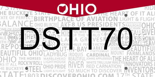 DSTT70 Ohio License Plate