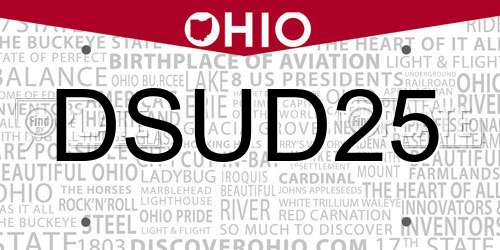 DSUD25 Ohio License Plate
