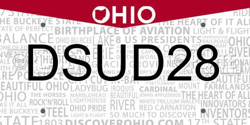DSUD28 Ohio License Plate