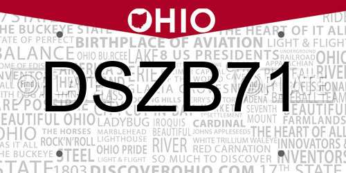 DSZB71 Ohio License Plate